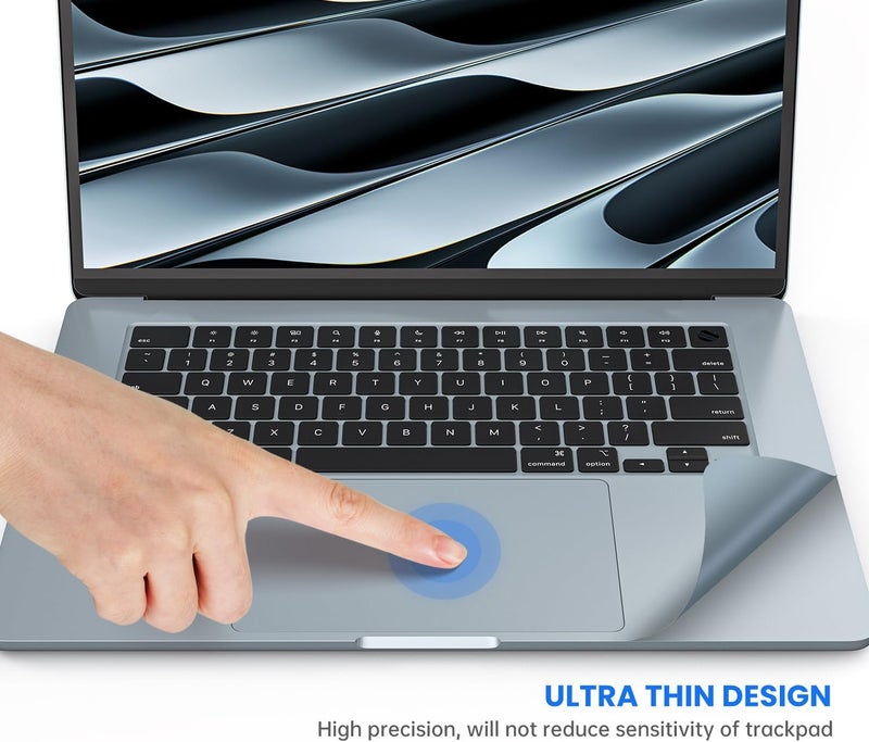 imComor غطاء راحة اليد متوافق مع 2025 2024 ماك بوك إير 15" شريحة M4 M3 A3241 A3114 واقي لوحة اللمس لآبل ماك بوك إير 15.3 بوصة غطاء لوحة اللمس واقي (أزرق سماوي) - Image 3